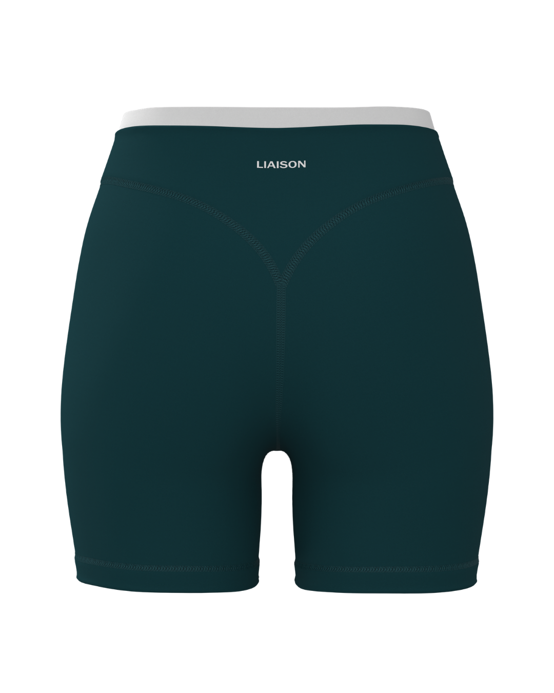 Layered Sculpt Short (text logo) - Deep Teal & White
