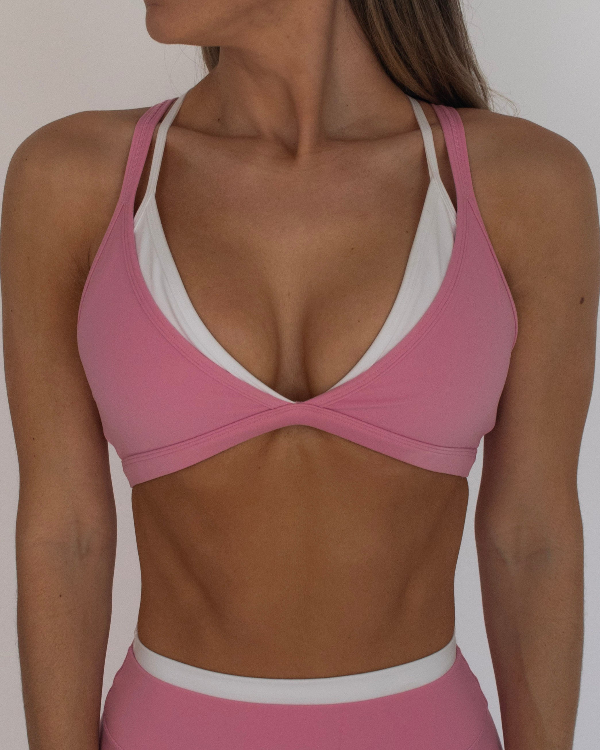 Double Layer Pulse Bra - Petal Pink & White