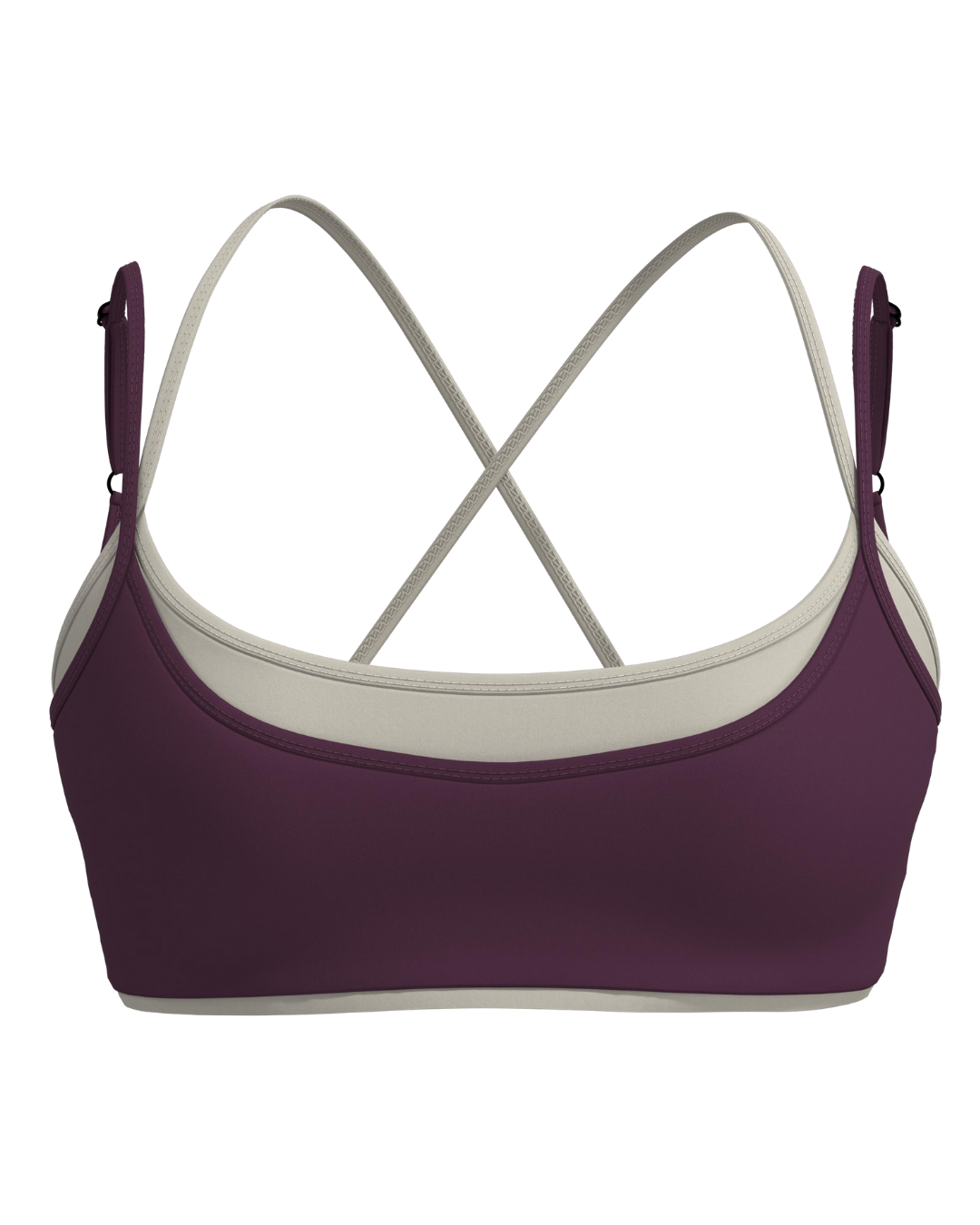 Layered Cross Back Bra - Merlot & Sand