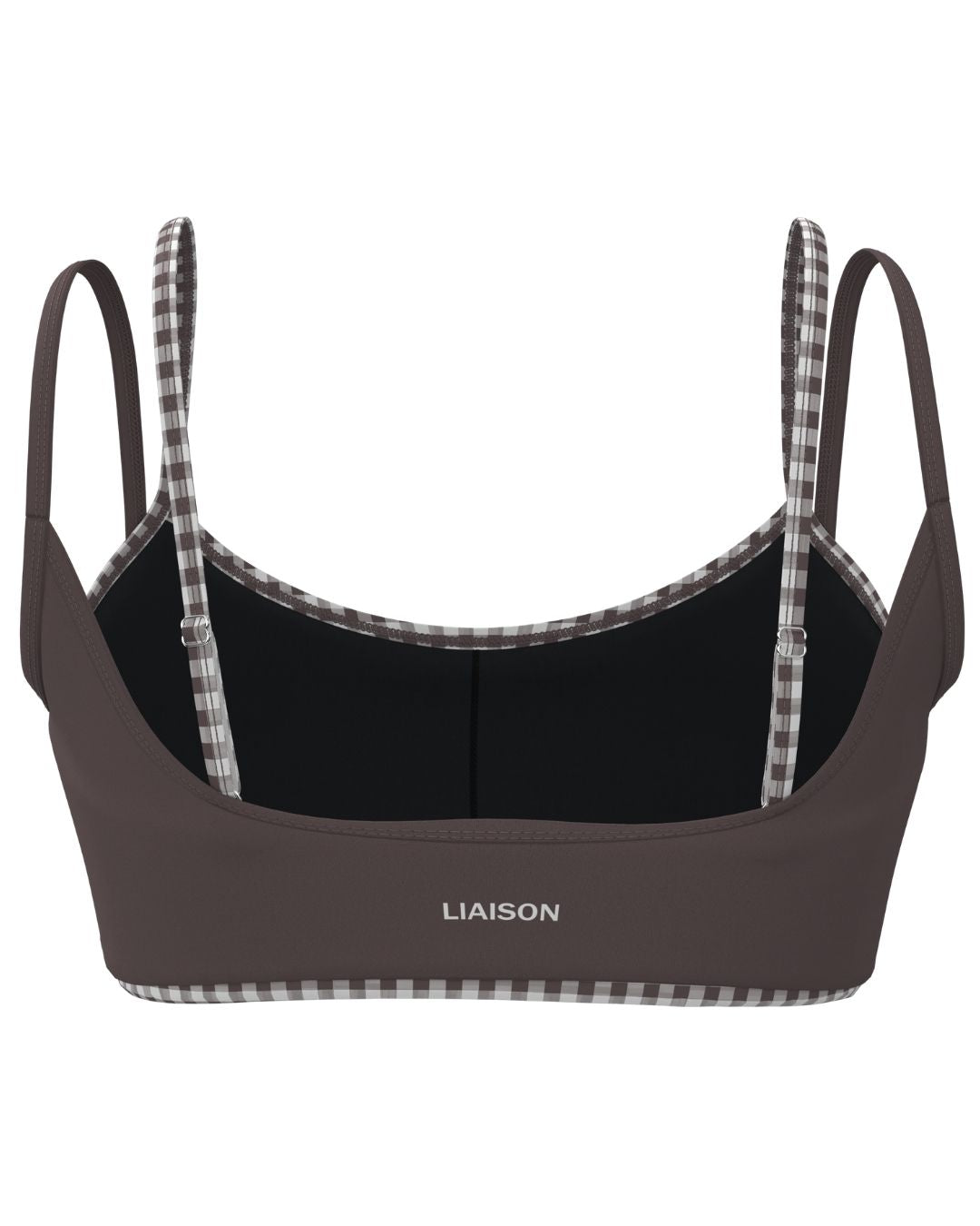 Double Layer Scoop Bra - Ash Brown & Gingham