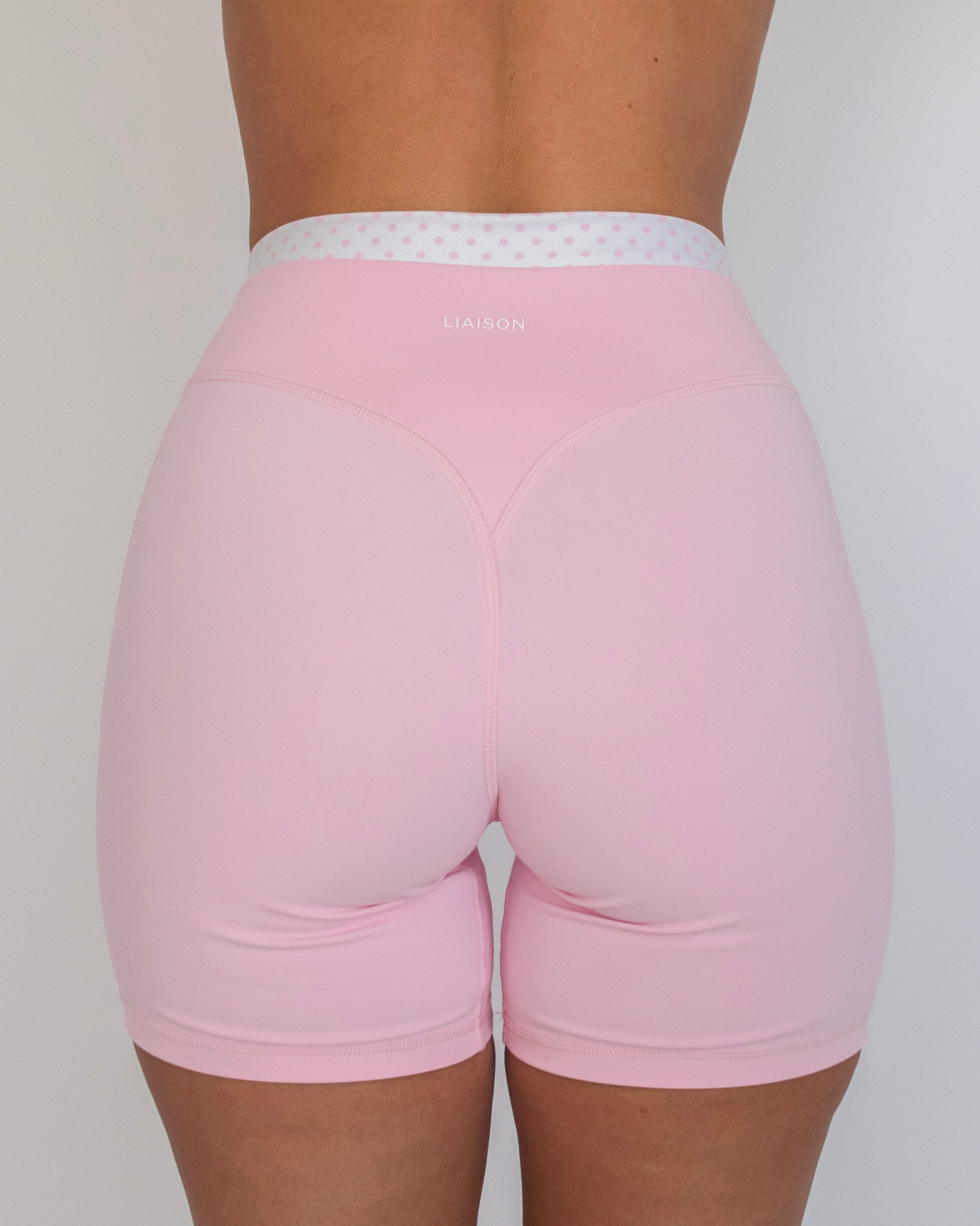 Layered Sculpt Short - Soft Pink & White Polka Dots
