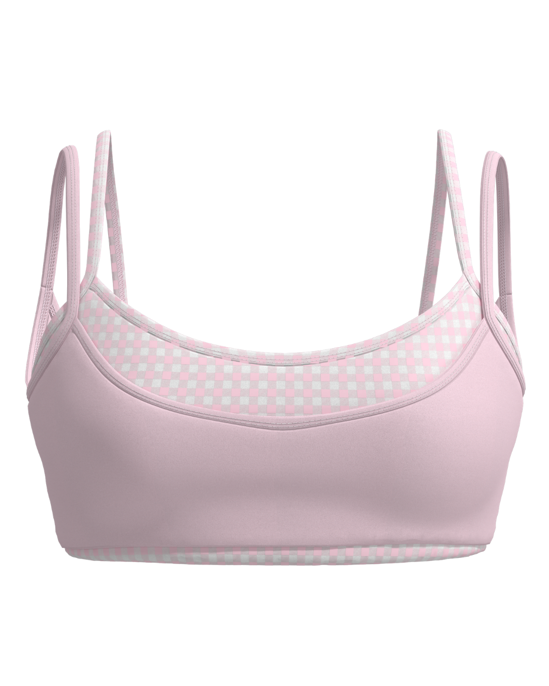 Double Layer Scoop Bra - Soft Pink & Gingham