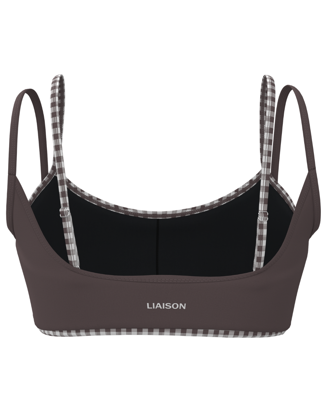 Double Layer Scoop Bra - Ash Brown & Gingham