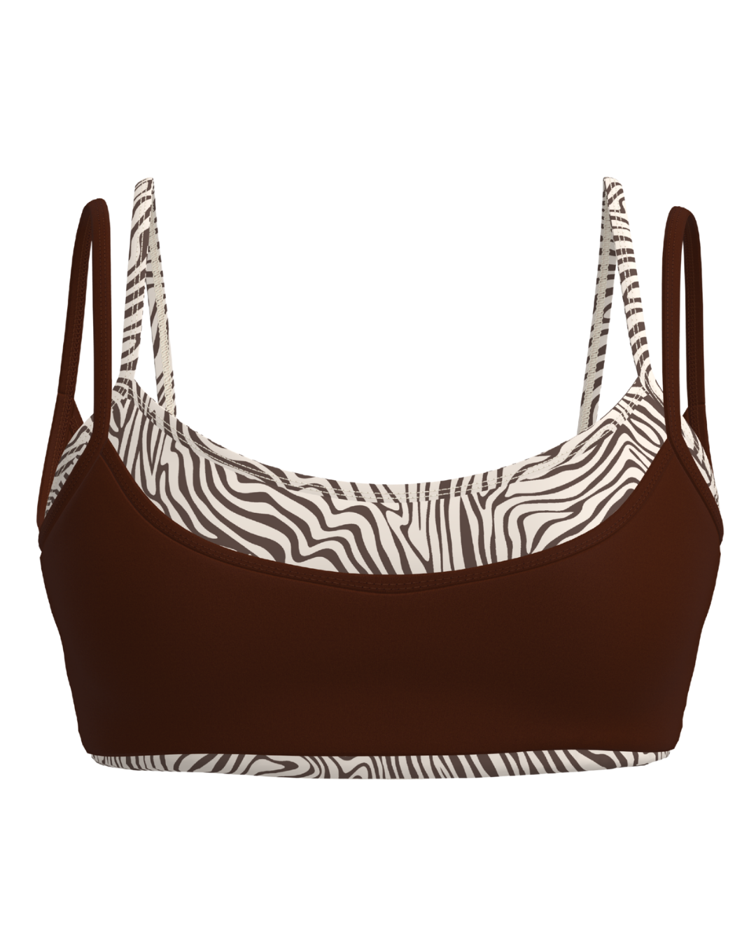 Double Layer Scoop Bra - Mocha Brown & Safari