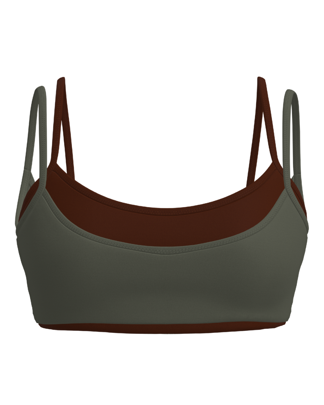 Double Layer Scoop Bra - Palm & Mocha Brown