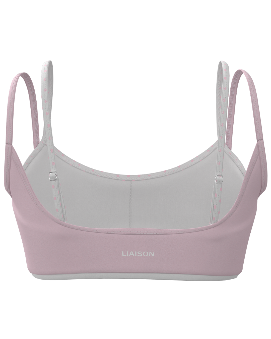 Double Layer Scoop Bra - Soft Pink & White Polka Dots