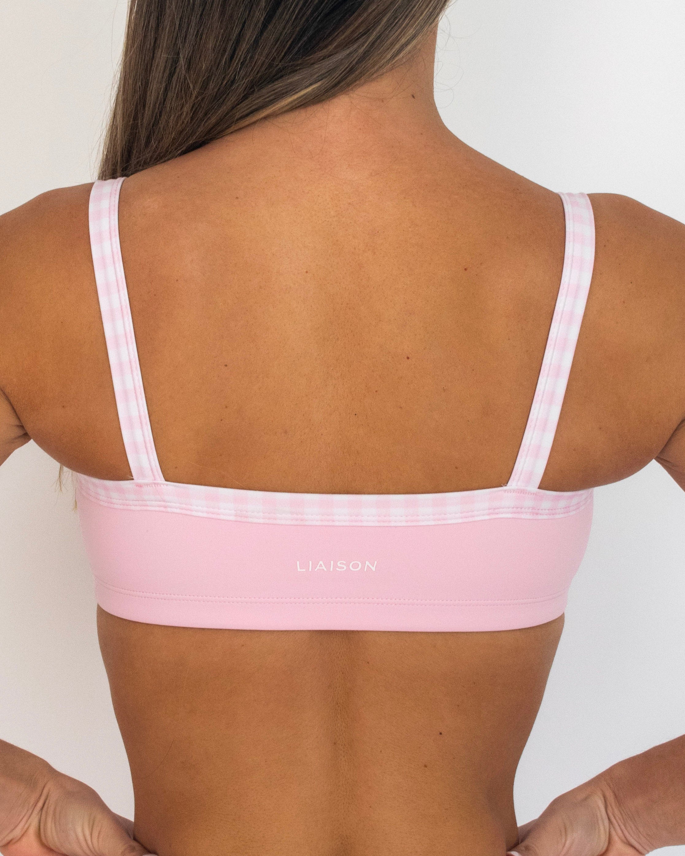 Basic Contrast Bra - Soft Pink & Gingham