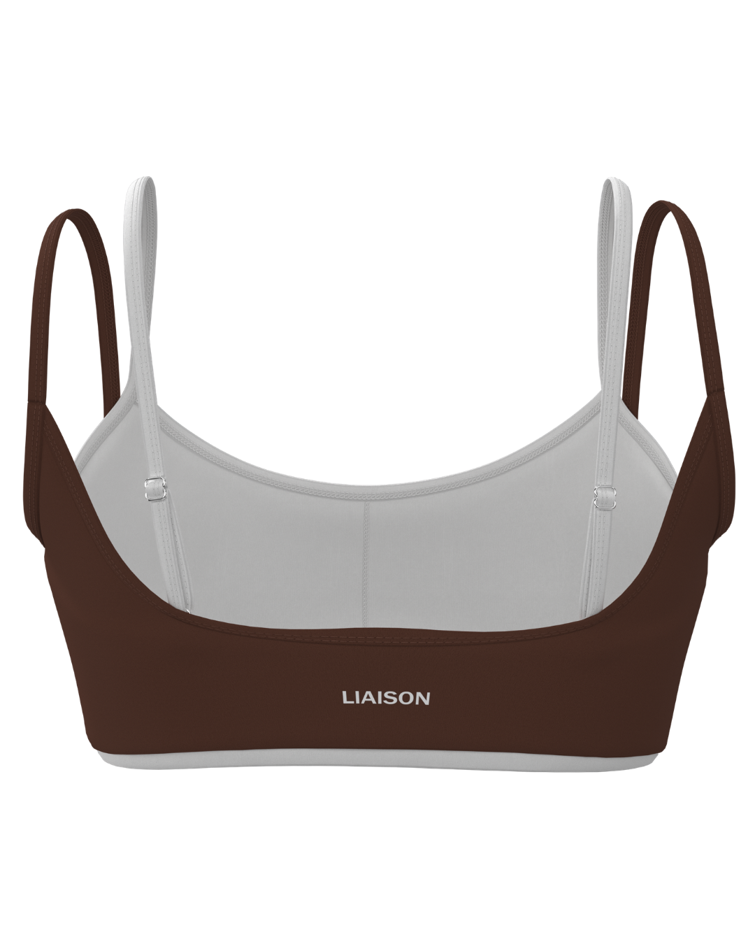 Double Layer Scoop Bra - Mocha Brown & White