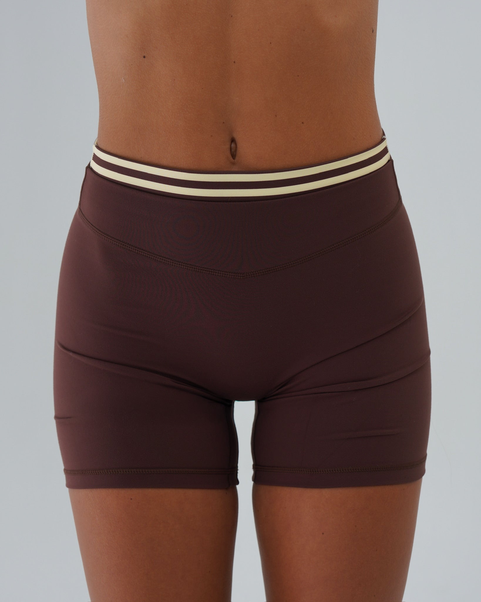 Layered Sculpt Short V2 - Mocha Brown & Banana Stripes