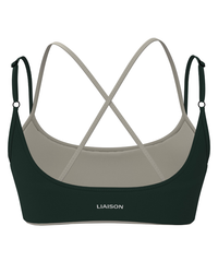 Layered Cross Back Bra - Pine & Sand