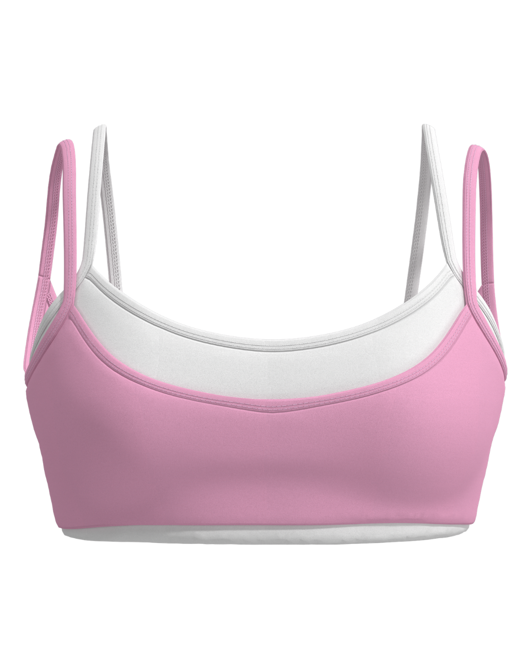 Double Layer Scoop Bra - Petal Pink & White