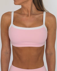 Basic Contrast Bra - Soft Pink & White