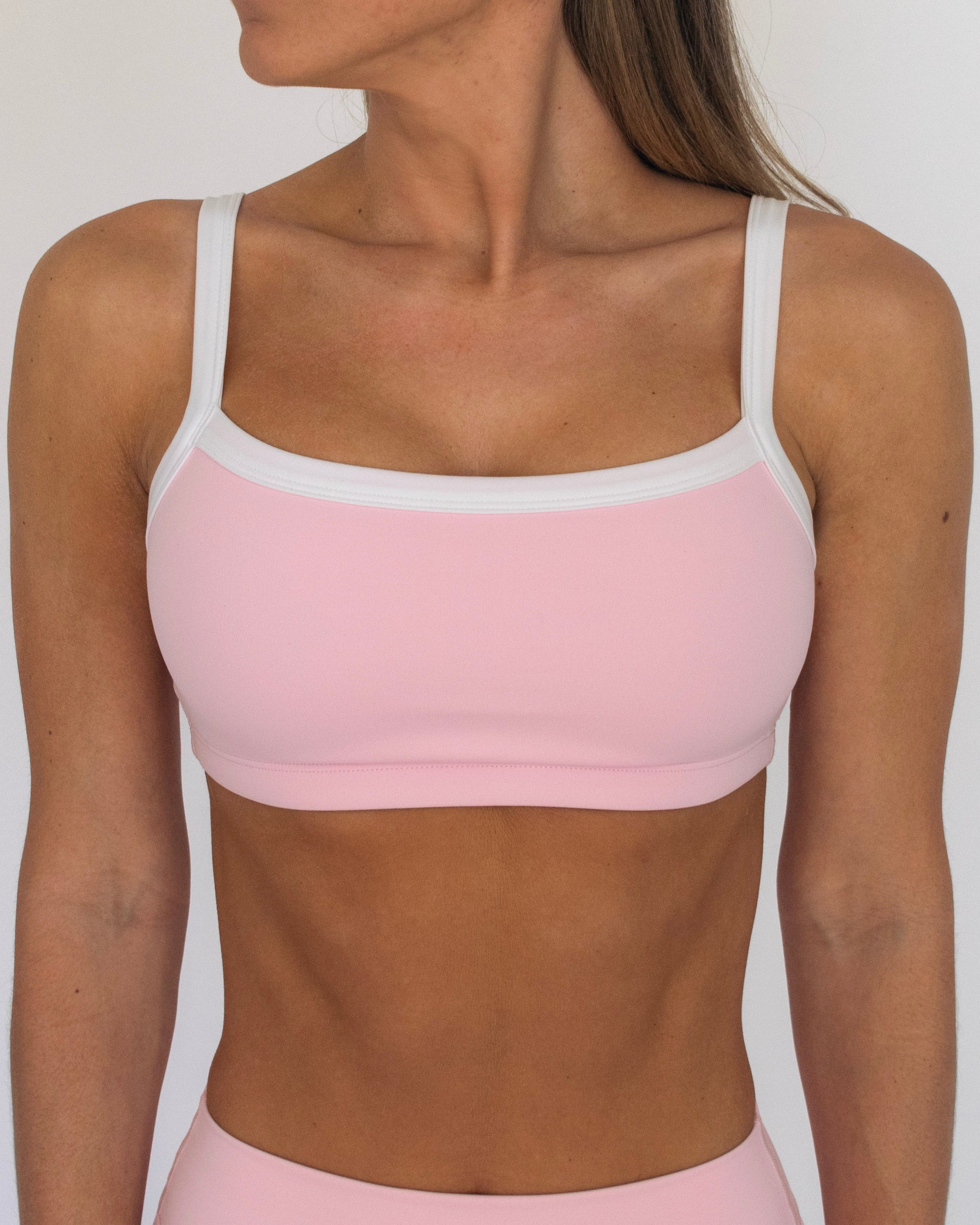 Basic Contrast Bra - Soft Pink & White
