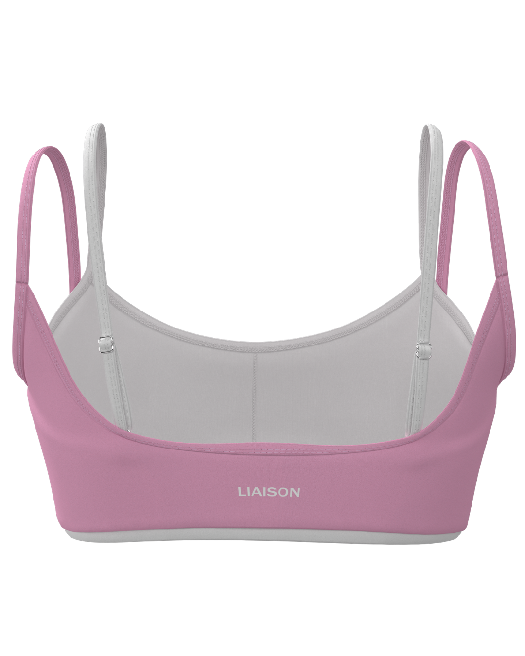Double Layer Scoop Bra - Petal Pink & White
