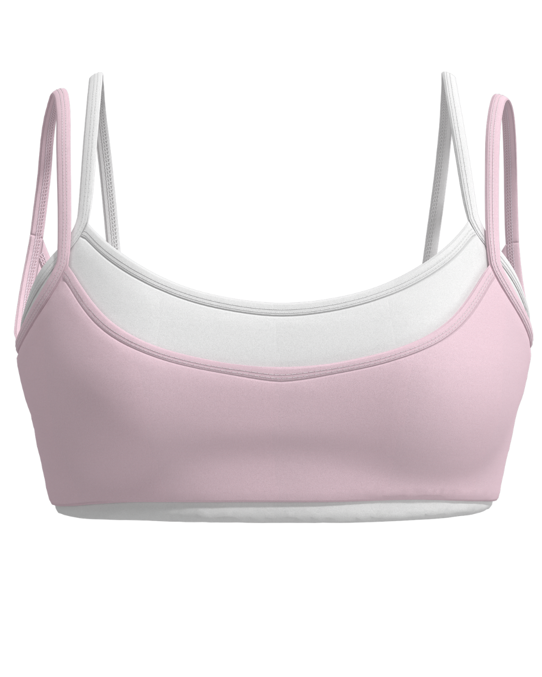 Double Layer Scoop Bra - Soft Pink & White