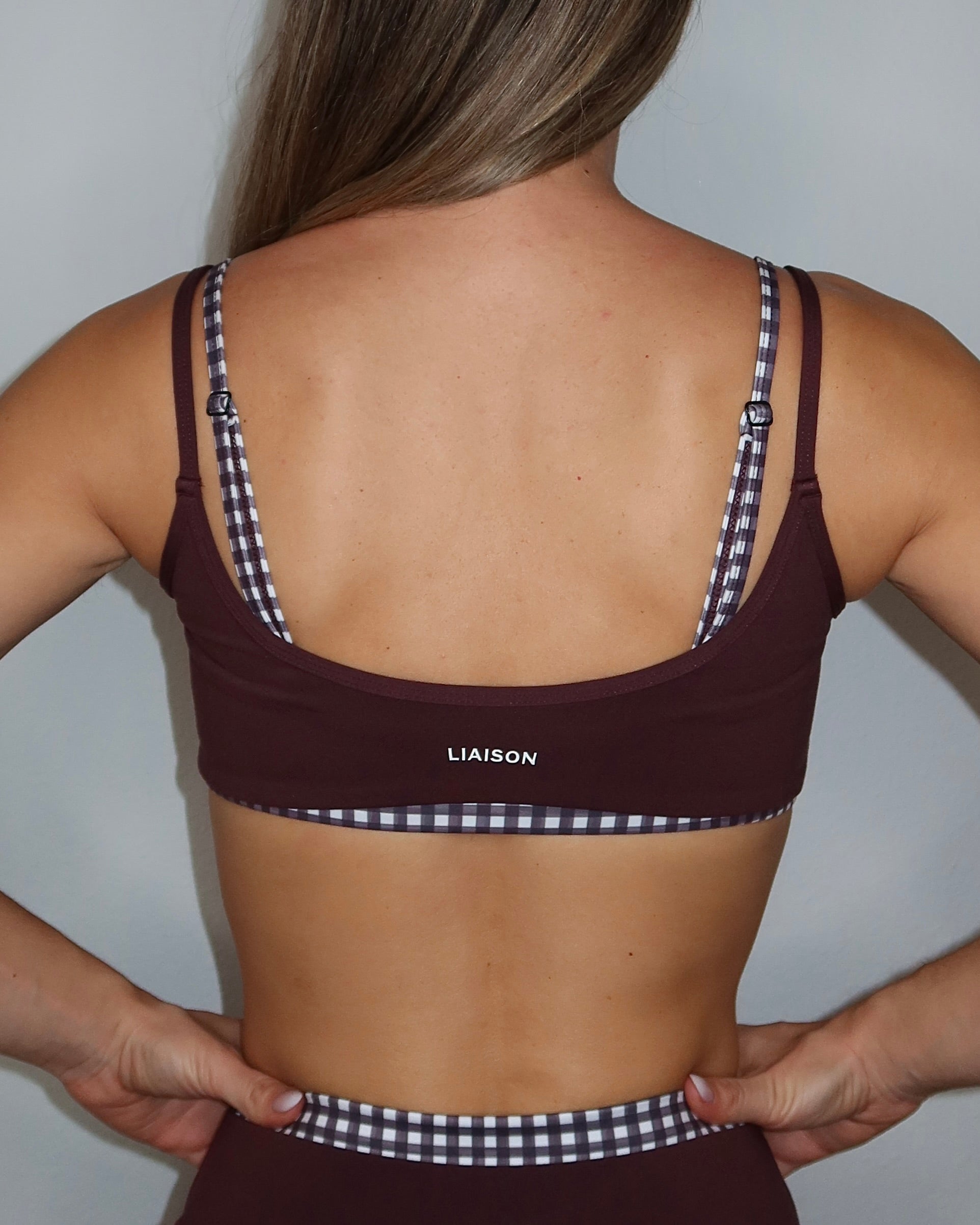 Double Layer Scoop Bra - Chocolate Cherry & Gingham