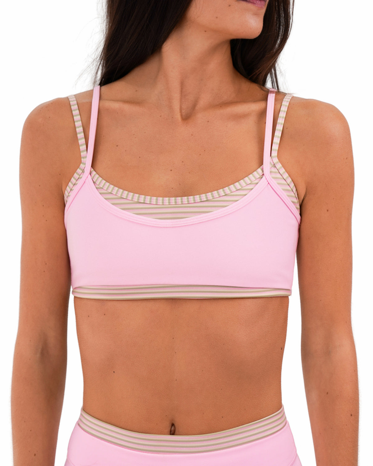 Double Layer Scoop Bra - Soft Pink & Desert Stripes
