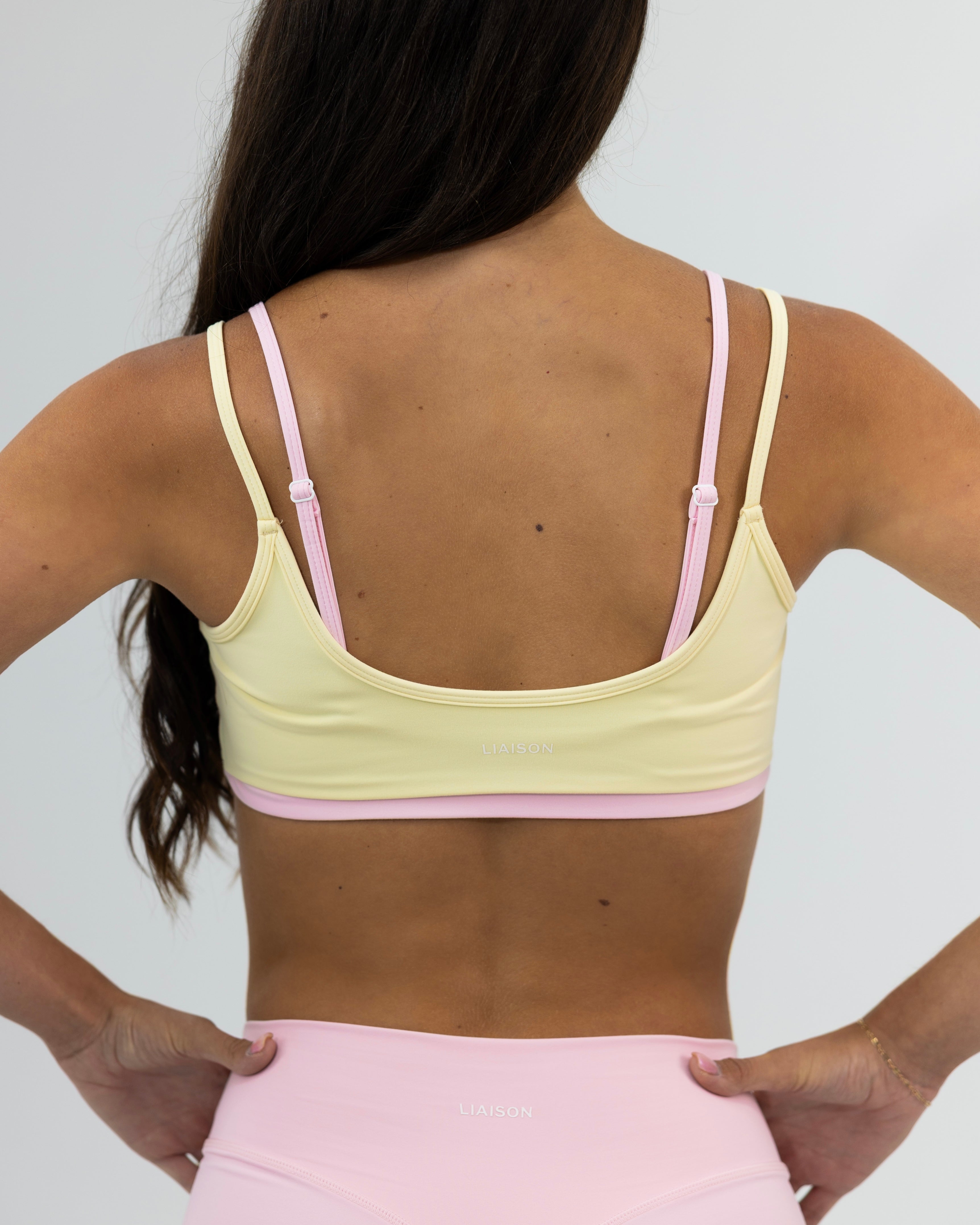 Double Layer Scoop Bra - Daylight & Soft Pink