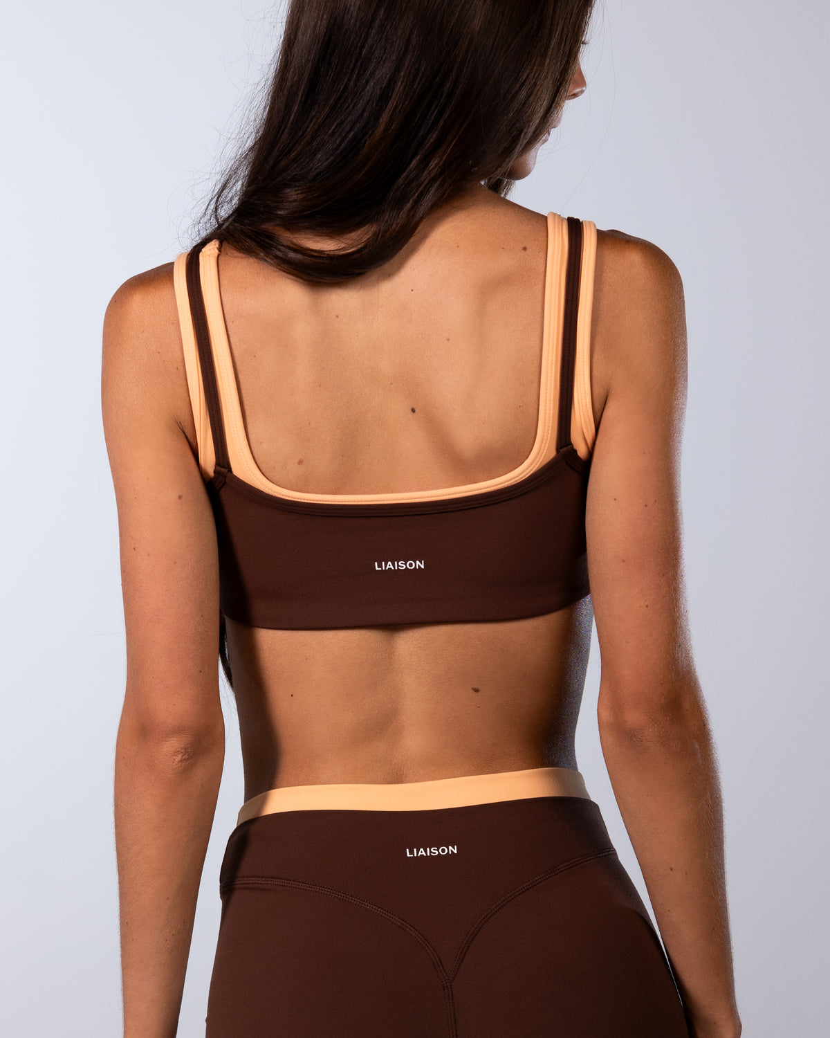 Double Layer Core Bra - Mocha Brown & Apricot
