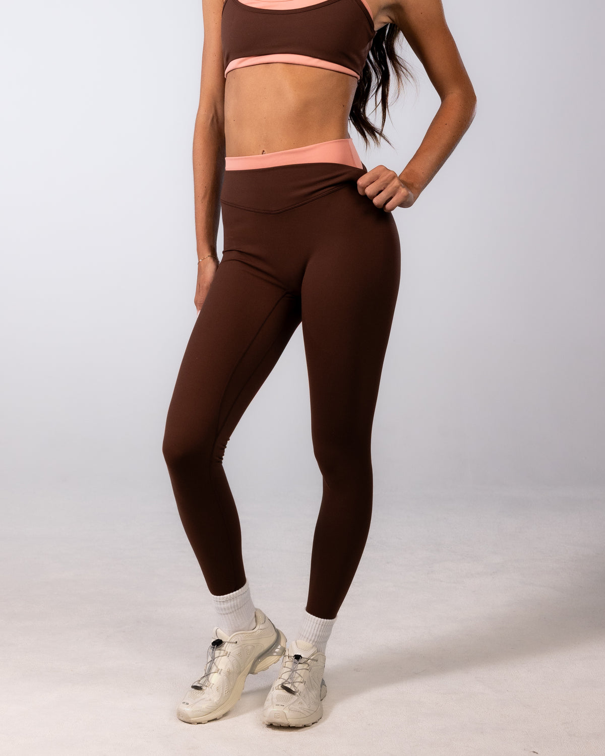 Layered Sculpt Pant V2 - Mocha Brown & Blush