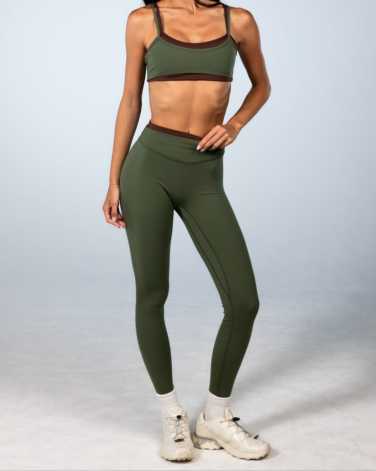 Layered Sculpt Pant V2 - Palm & Mocha Brown
