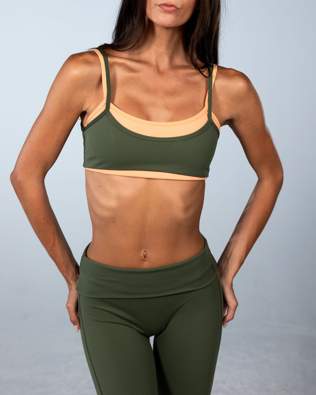 Double Layer Scoop Bra - Palm & Apricot