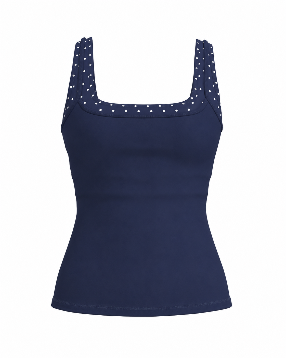 Double Layer Core Tank - Navy & White Polka Dots