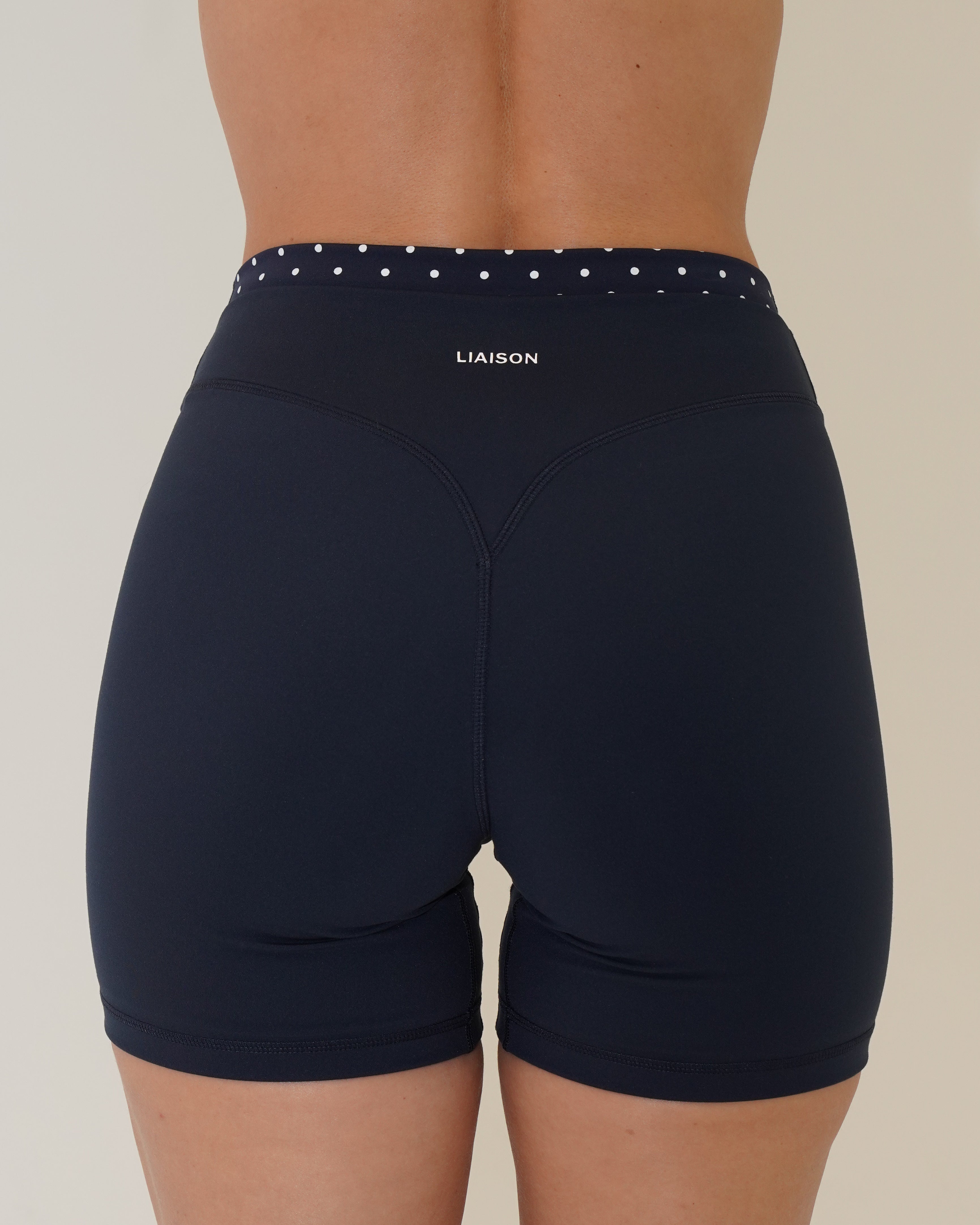 Layered Sculpt Short - Cypress & White Polka Dots