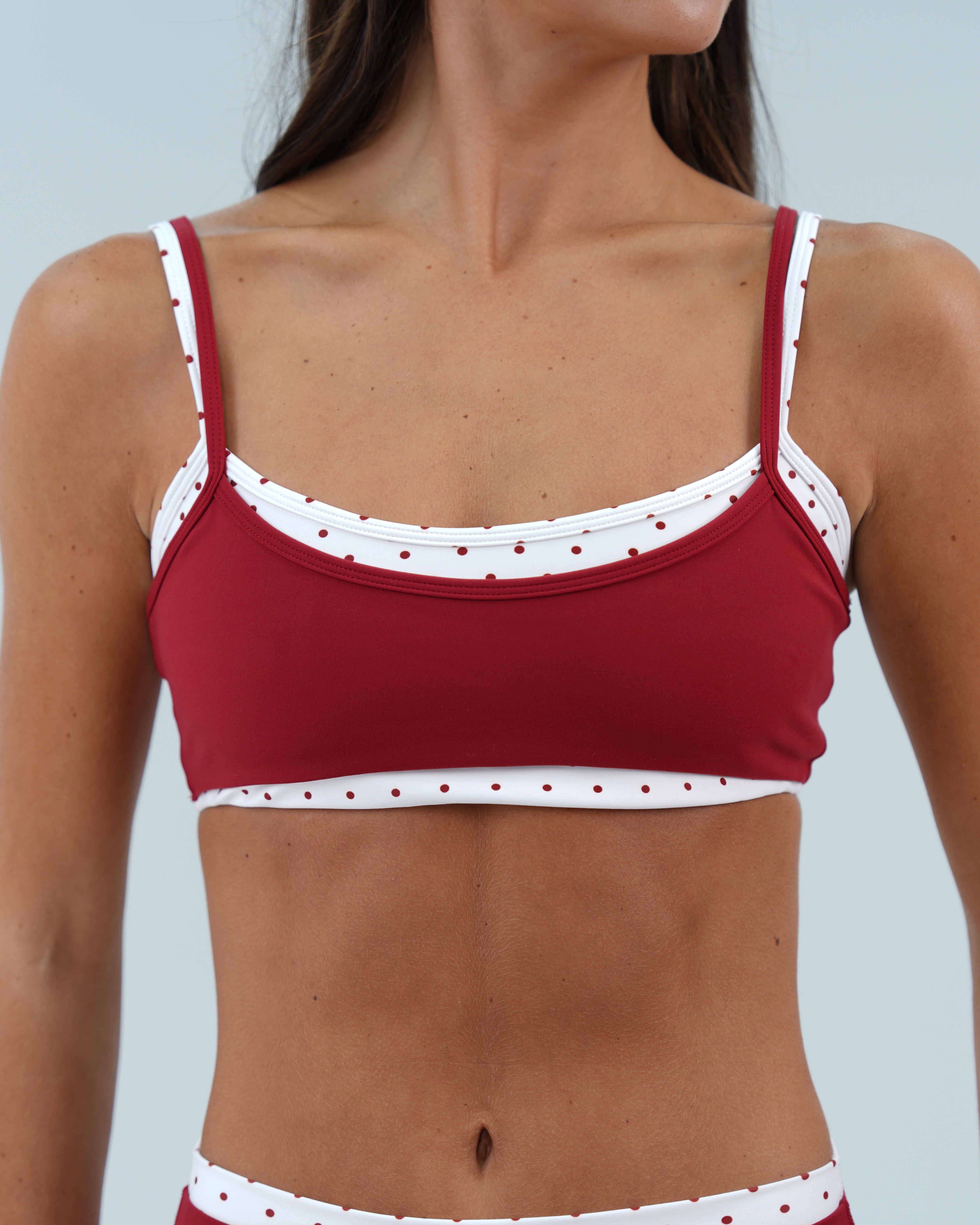 Double Layer Scoop Bra - Kiss & White Polka Dots