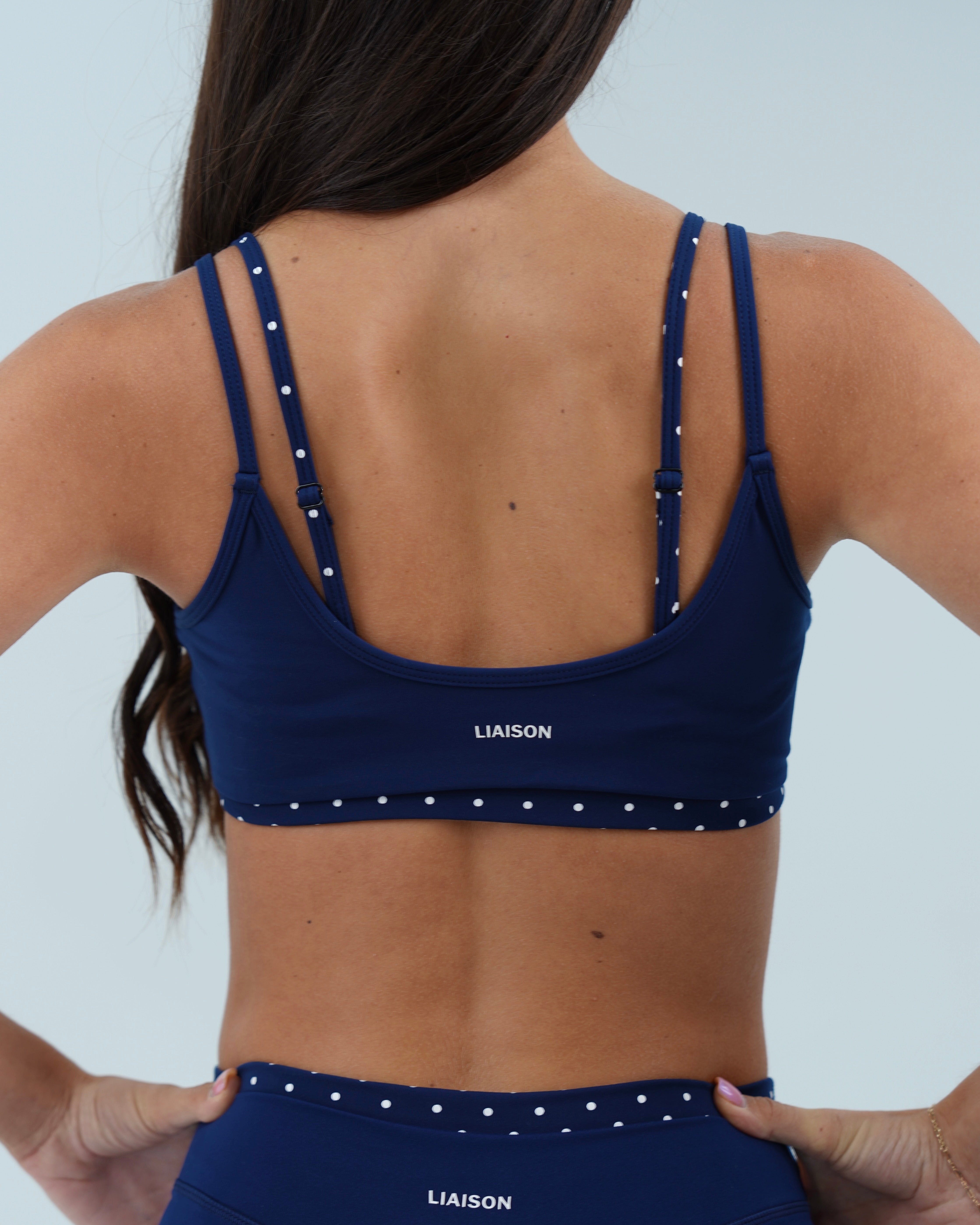 Double Layer Scoop Bra - Navy & White Polka Dots