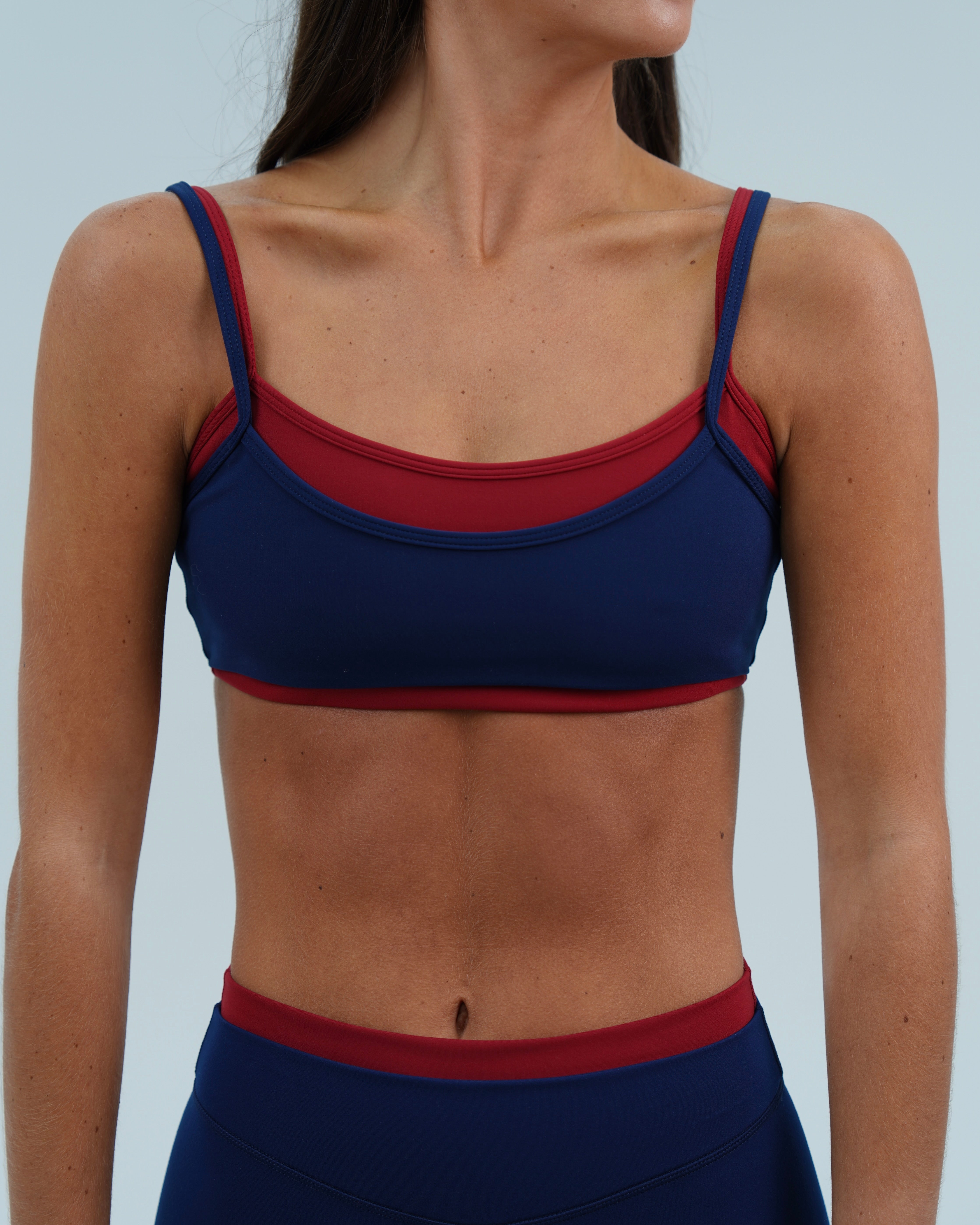 Double Layer Scoop Bra - Navy & Kiss