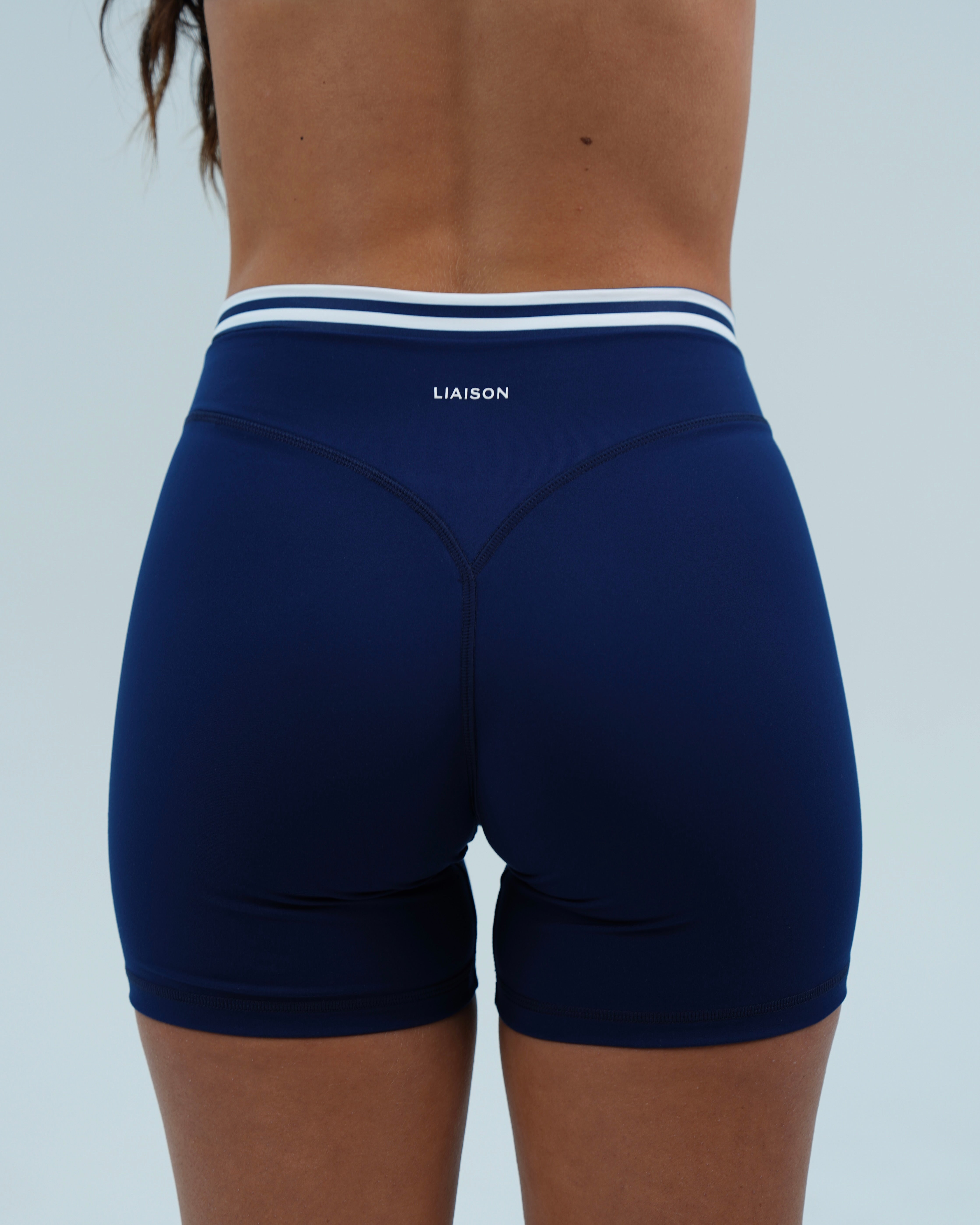 Layered Sculpt Short - Navy & Stripes