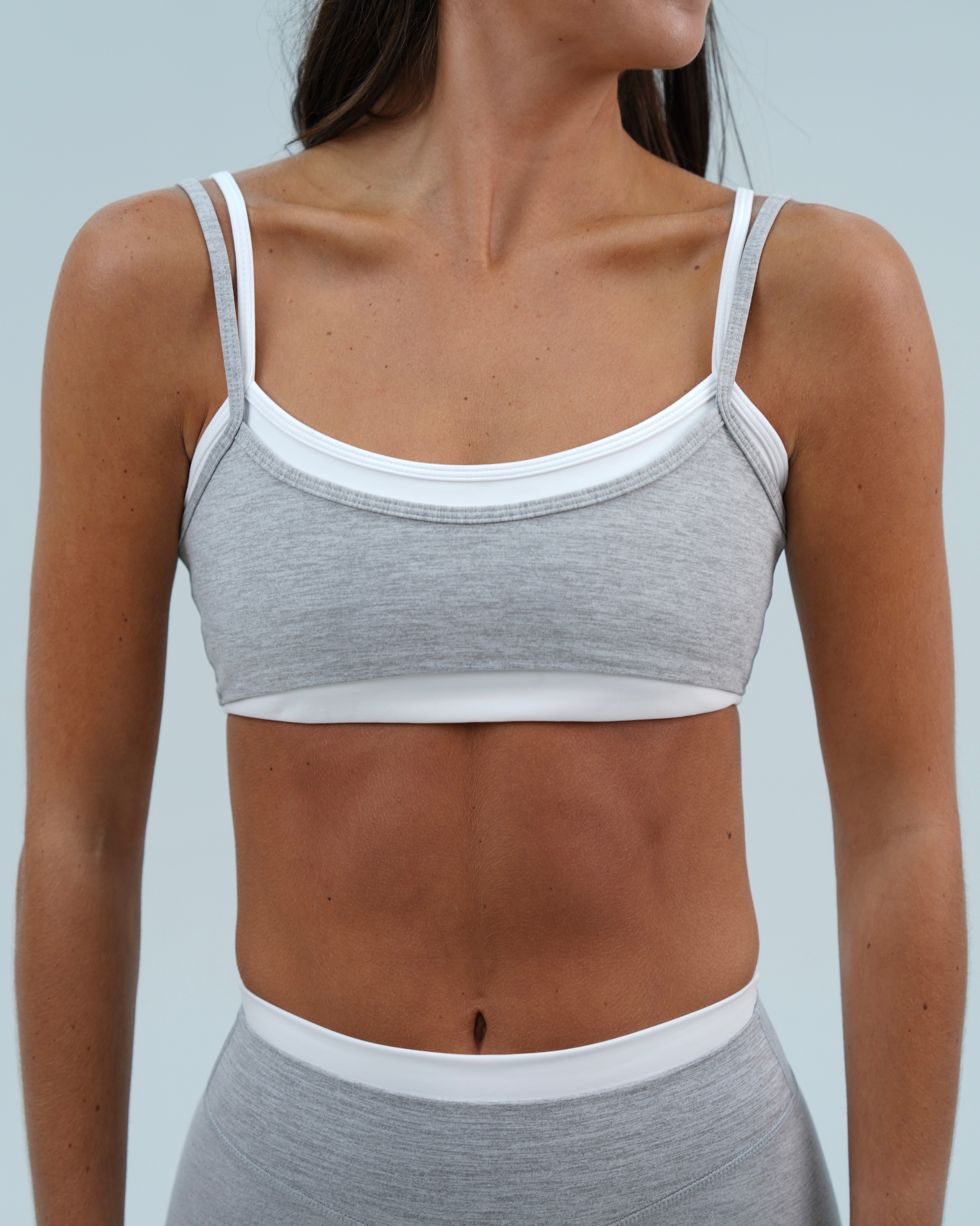 Double Layer Scoop Bra - Storm & White