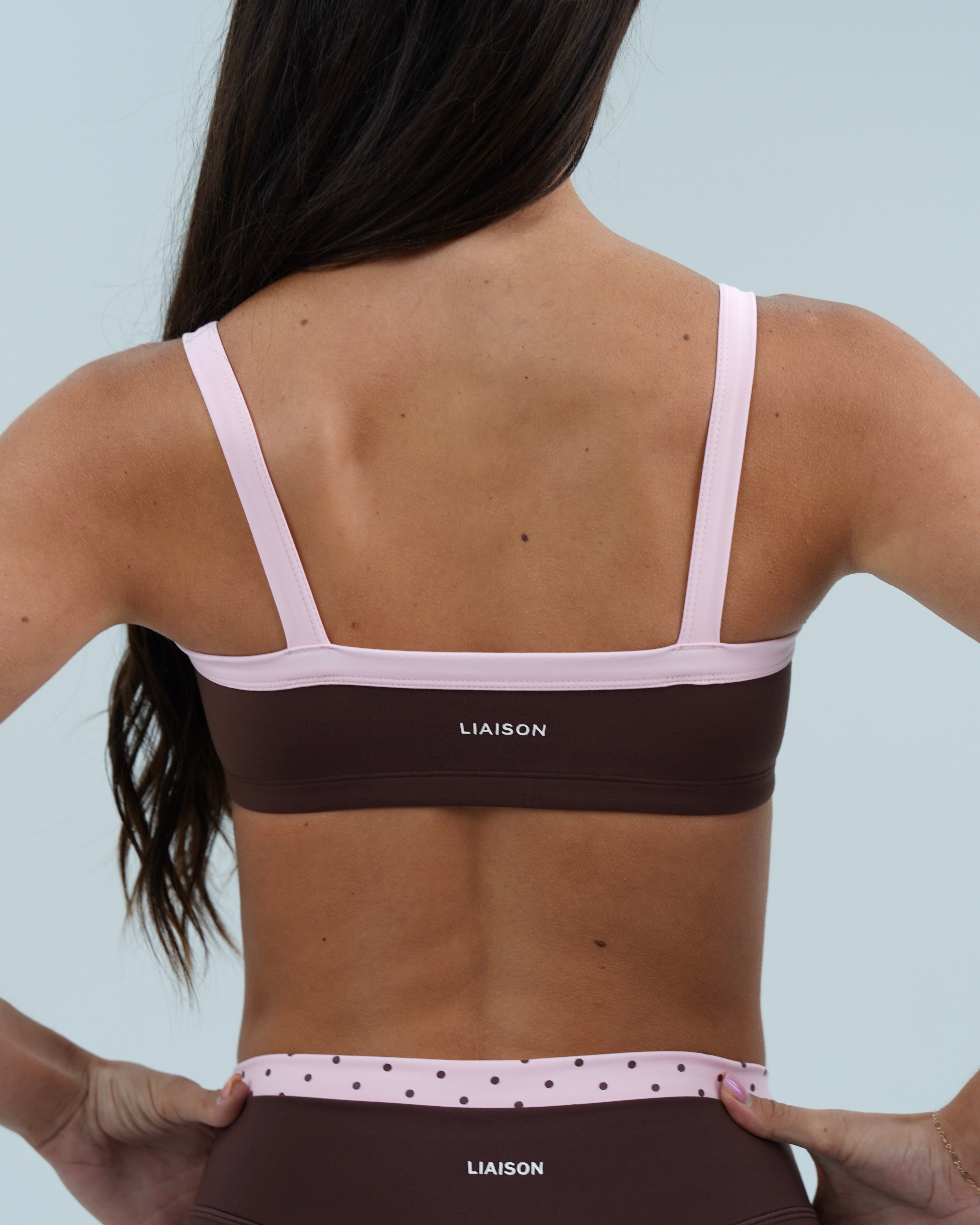 Basic Contrast Bra - Mocha Brown & Soft Pink