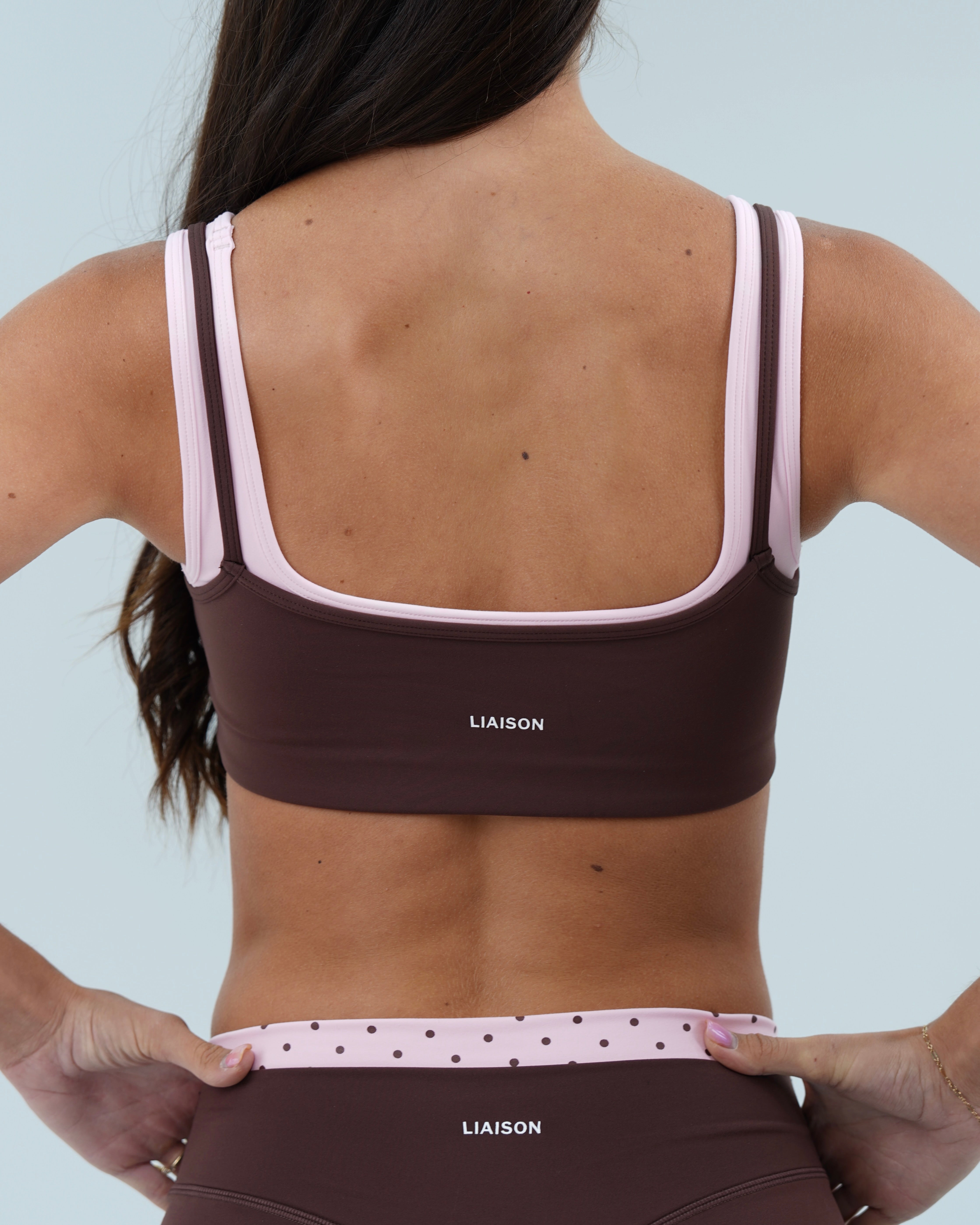 Double Layer Core Bra - Mocha Brown & Soft Pink