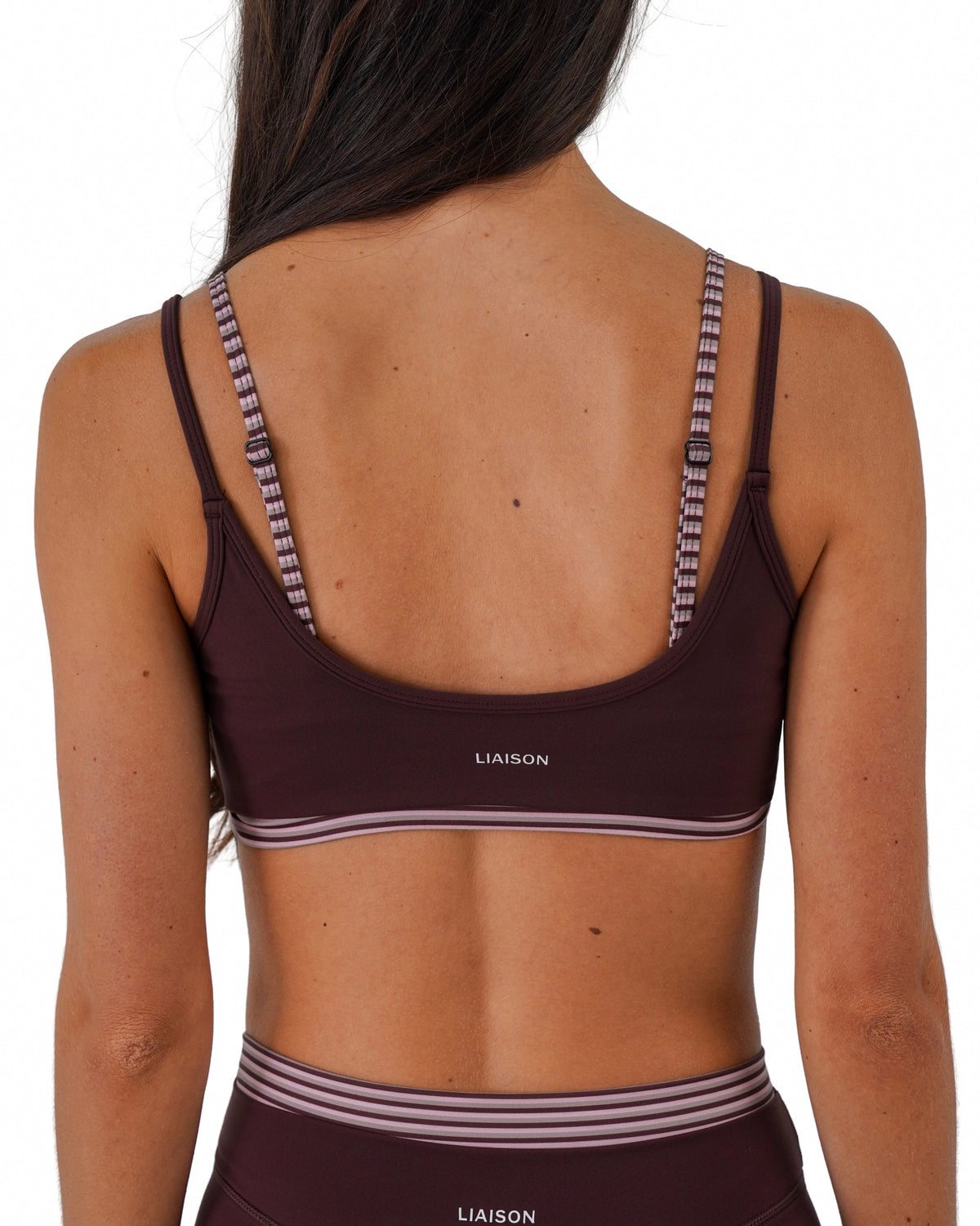 Double Layer Scoop Bra - Chocolate Cherry & Outwest Stripes