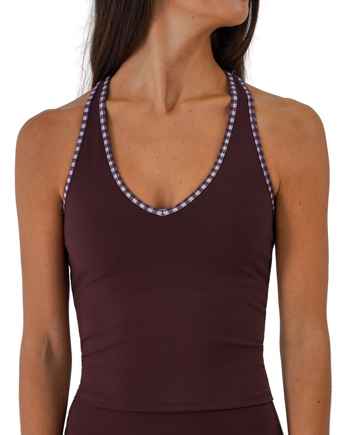 Sporty Racer Tank - Chocolate Cherry & Gingham