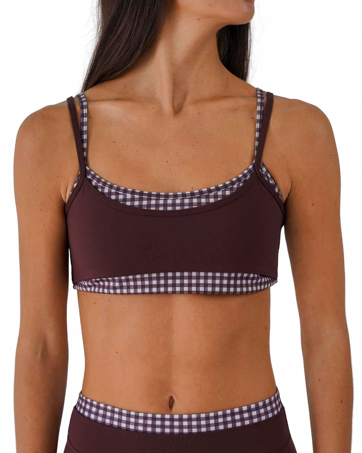 Double Layer Scoop Bra - Chocolate Cherry & Gingham