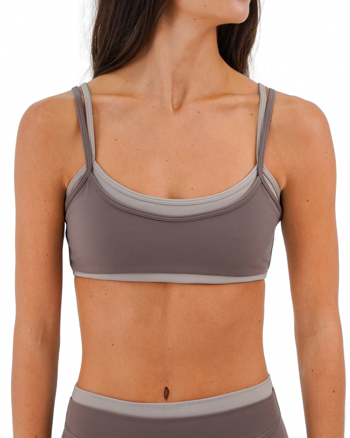 Double Layer Scoop Bra - Ash Brown & Truffle