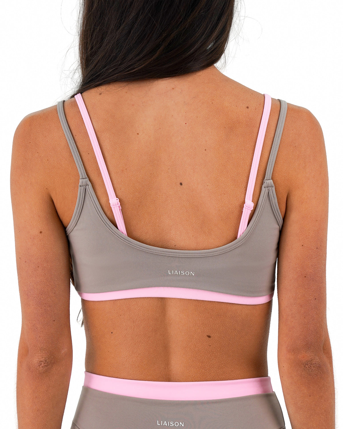 Double Layer Scoop Bra - Truffle & Soft Pink