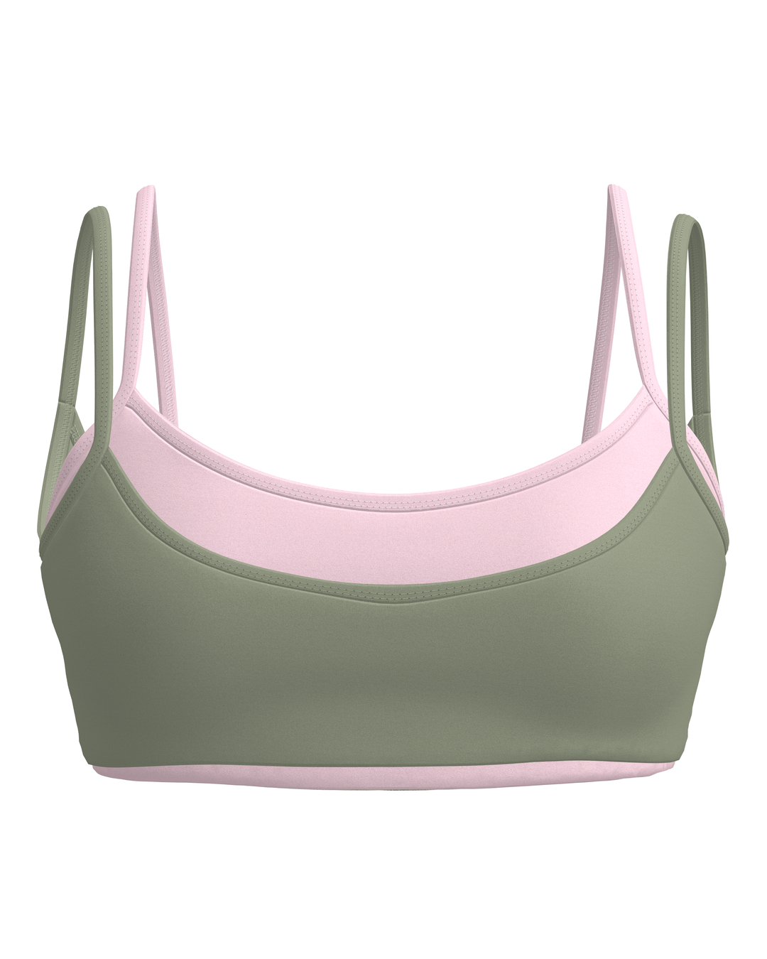 Double Layer Scoop Bra - Flora & Soft Pink