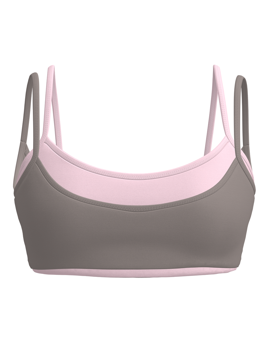 Double Layer Scoop Bra - Truffle & Soft Pink