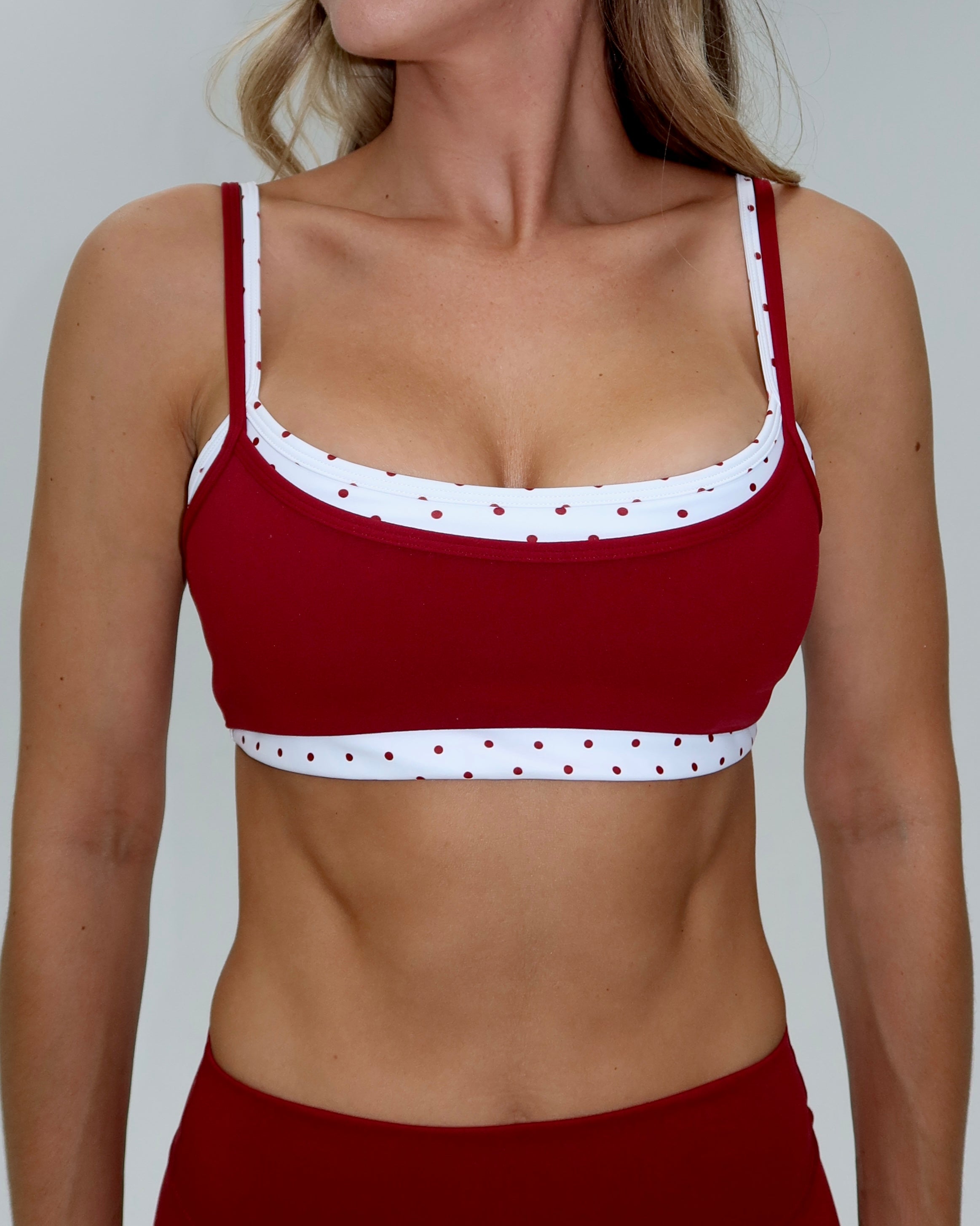 Double Layer Scoop Bra - Kiss & White Polka Dots
