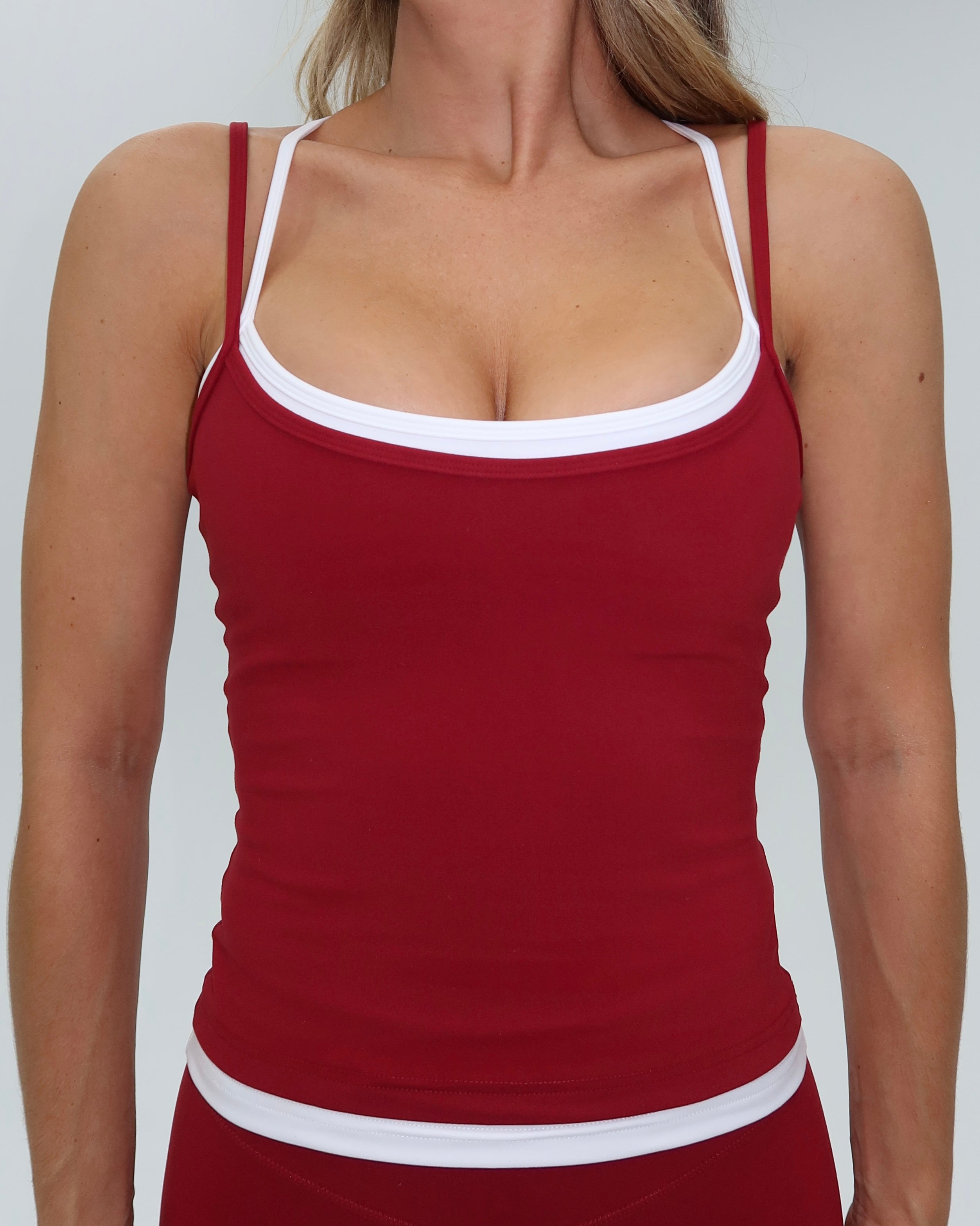Double Layer Sporty Tank - Kiss & White