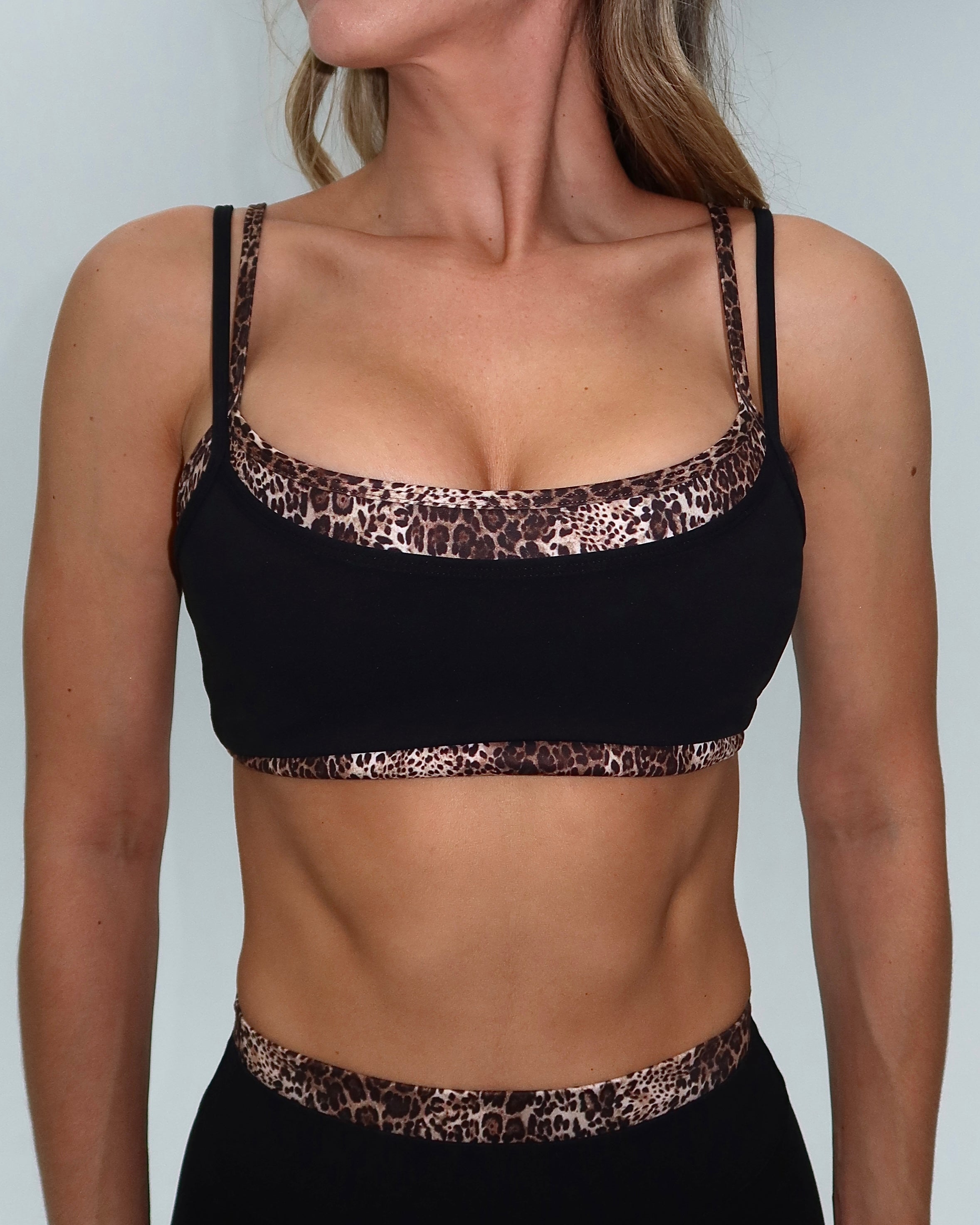 Double Layer Scoop Bra - Black & Wild Side