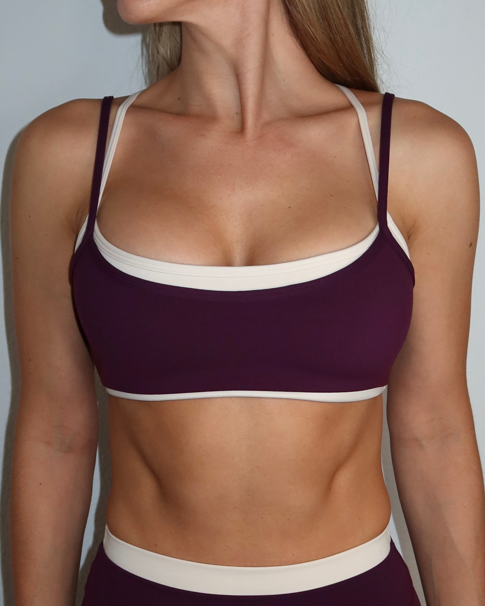 Layered Cross Back Bra - Merlot & Sand