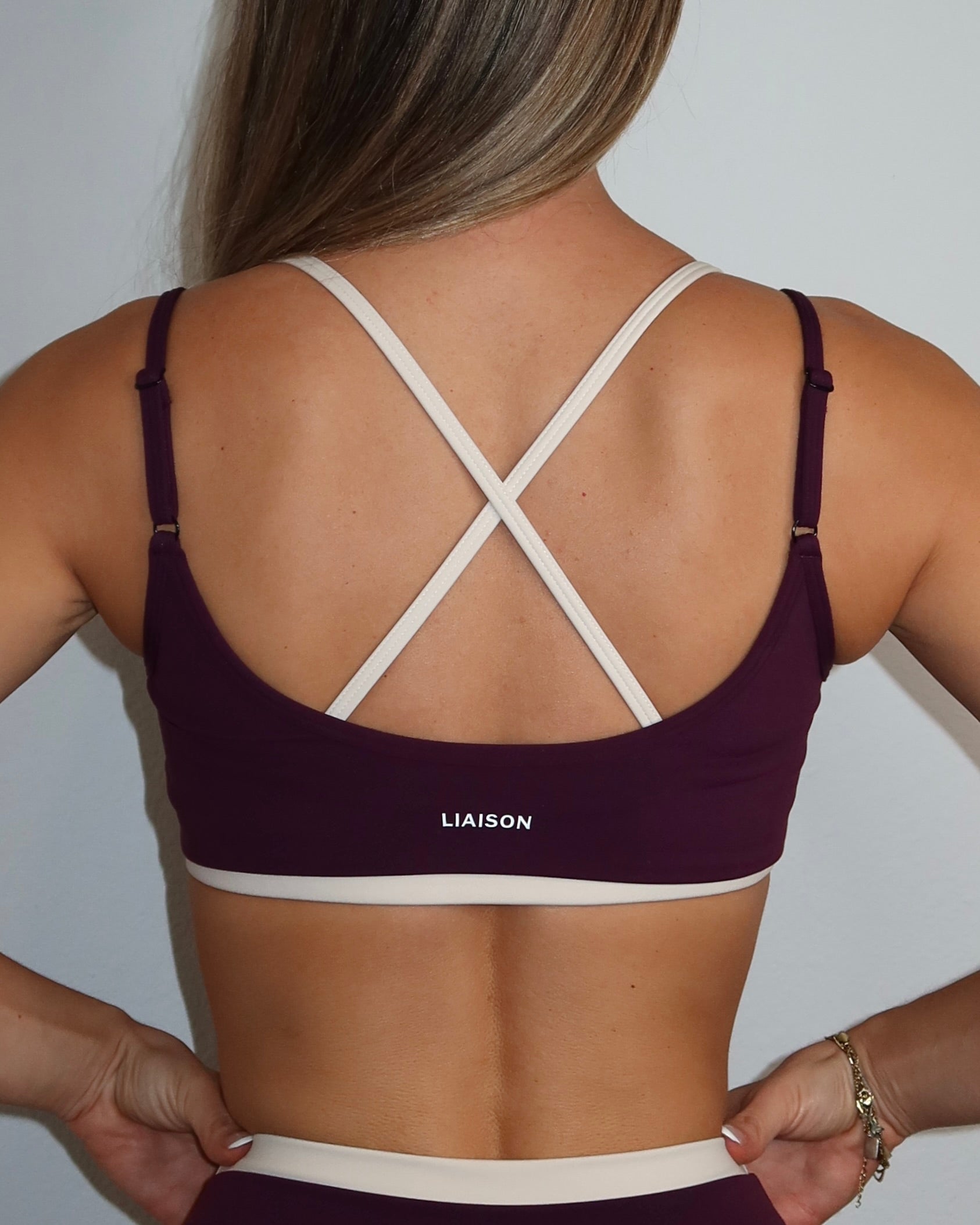 Layered Cross Back Bra - Merlot & Sand