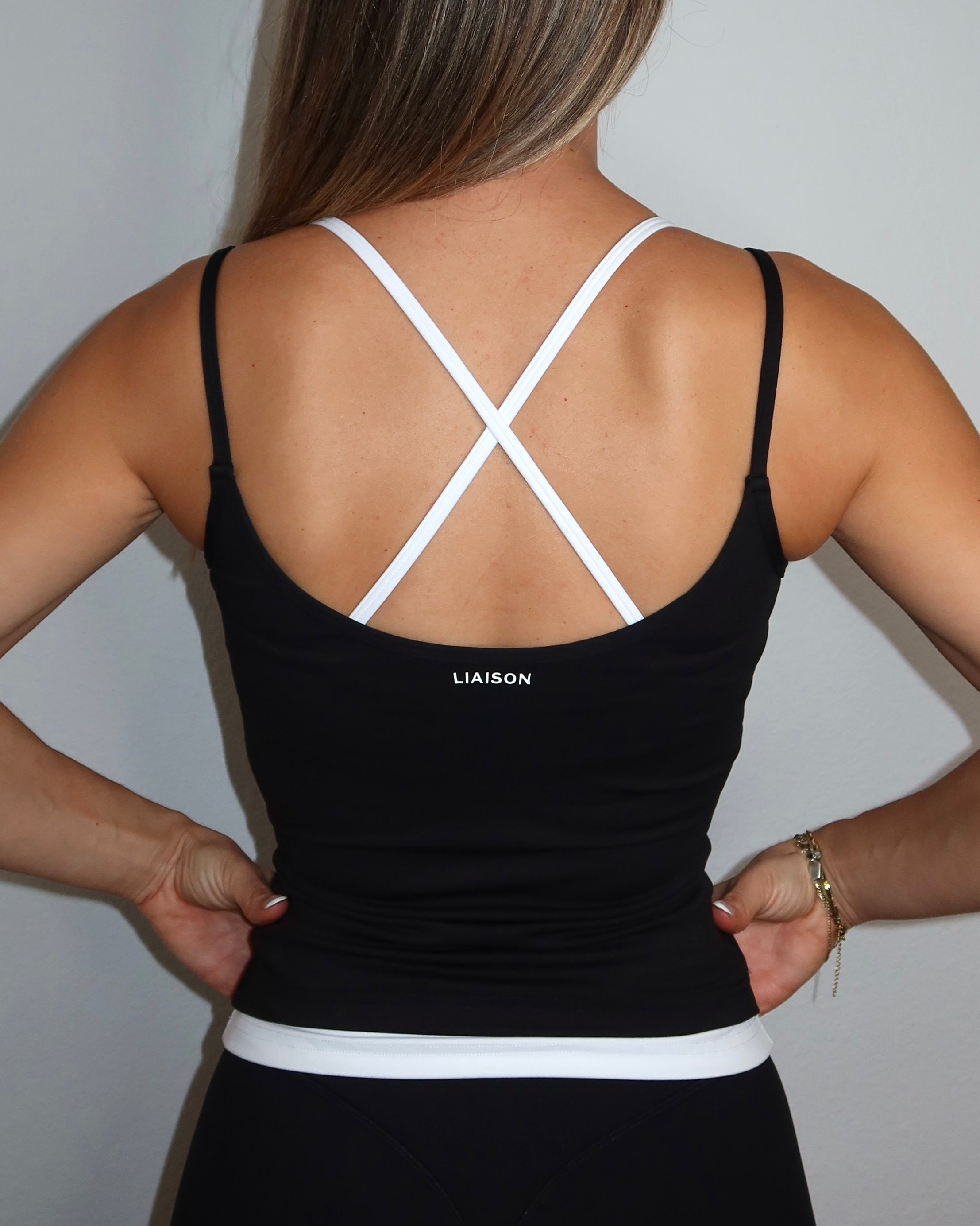 Layered Cross Back Tank - Black & White