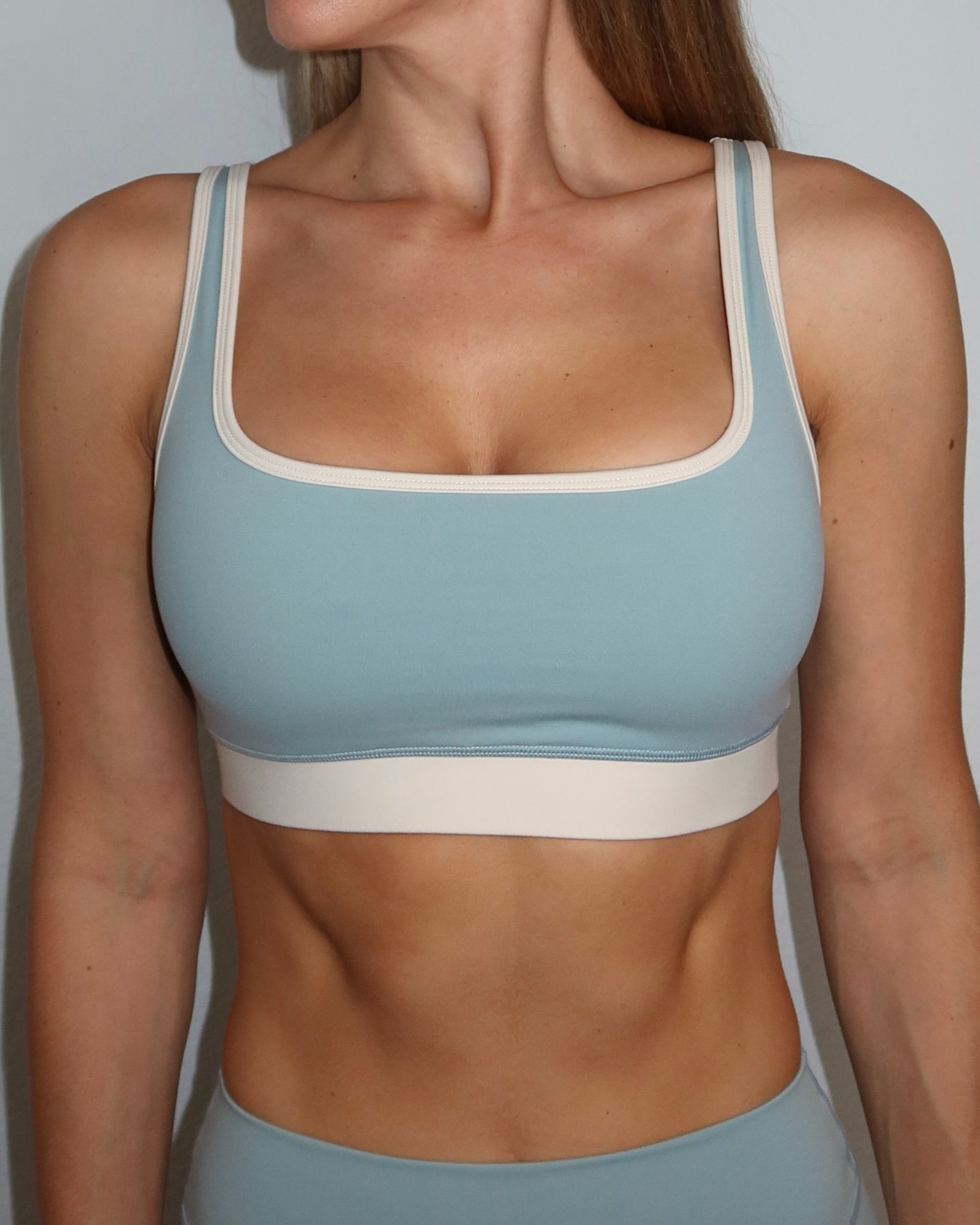 Supportive Contrast Bra - Icey Blue & Sand