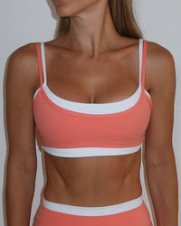 Double Layer Scoop Bra - Guava & White